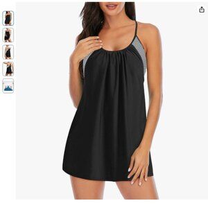 NWOT Black & White Stripes Swim Dress